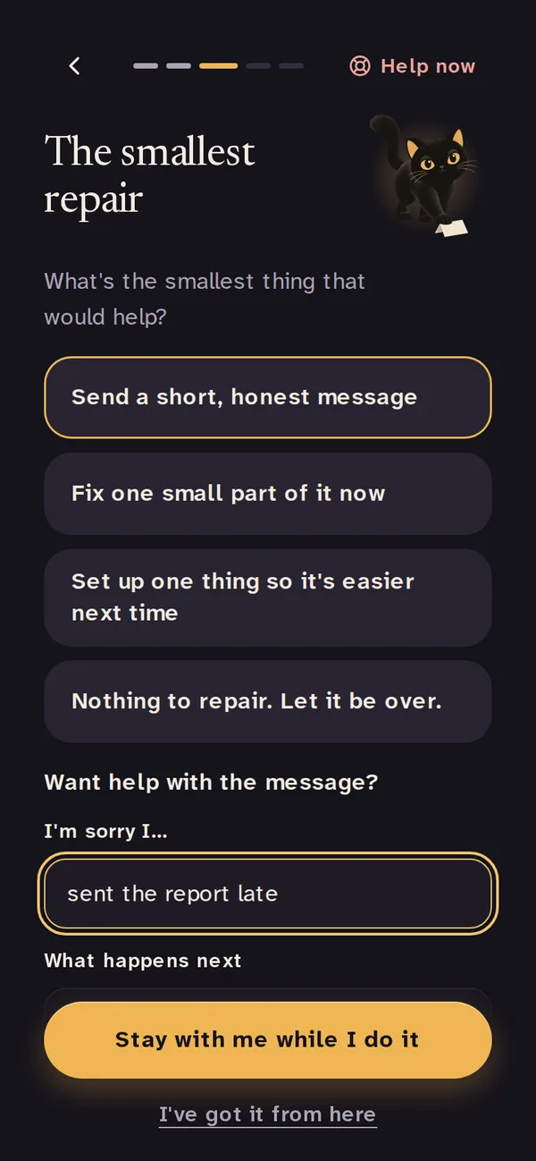 One small step: the smallest repair, with help putting a short message into words